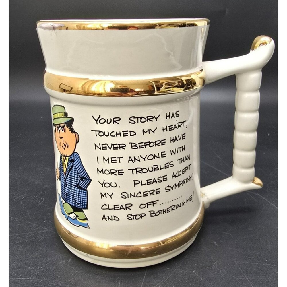 Prince William Ware England Funny Vintage Ceramic Mug With Gold Trim VL4003